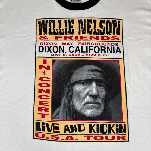 Vintage Y2K Willie Nelson & Friends "Live and Kickin" USA Tour Ringer Tee - 2XL - Picture 3 of 7